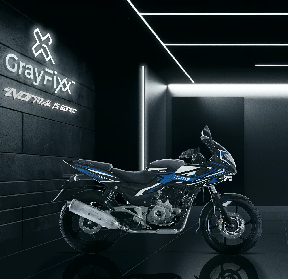 Black and Blue Edition Full Body Sticker For Pulsar 220 F | Made In Premium Gloss With FPF(Fade Protection Film), Water Proof, Precut Sticker, Pack Of 1 For Both Side